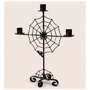 Support de bougie chauffe-plat en métal noir en forme de toile d'araignée pour Halloween et Noël, écologique et fait main, idéal pour les fêtes d'ambiance maison hantée - Product Image 1