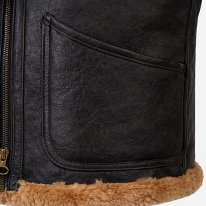 Nuevo Chaleco de Cuero Genuino para Hombre, Estilo Motero, Cuello Alto, Cierre de Cremallera, Forro de Piel, Ropa de Invierno, Estilo Moto - Product Image 6