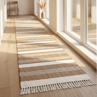 Corridoor Runner Rug Striped Natural Fiber Flat Weave Rug Rectangle Non Slip Eco-friendly Washable Custom Hallway Area Rug