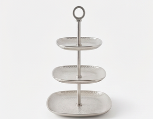 Fancy 3-Tier Decorative <b>Cake</b> <b>Stand</b> Aluminum Metal Cupcakes Dessert <b>Stand</b> For Weddings Parties And Stylish Hotelware Accessories - Product Image 1