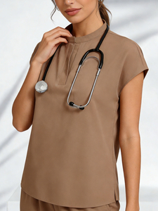Tenues médicales pour femmes à manches courtes avec logo personnalisé, ensembles d'uniformes extensibles et respirants pour infirmières, blouses pour femmes, vêtements d'hôpital pour médecins - Product Image 3