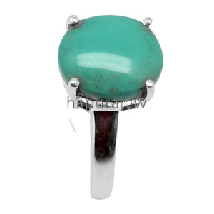 Bagues de Fiançailles Chrétiennes en Argent Sterling 925 avec Turquoise Verte Style Simple Sertie Clos, Collection Shri Ashapura Jewels – Vente en Gros - Product Image 1