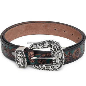 Ceinture d'outillage en cuir occidental pour hommes sur mesure ceinture de cowboy en relief floral sculptée à la main avec boucle et gardien à boucle occidentale antique - Product Image 2