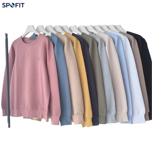เสื้อสเวตเชิ้ตคอกลมแบบยูนิเซ็กซ์ สีพื้น ผ้าถัก ทรงปกติ สวมใส่สบายๆ สำหรับฤดูใบไม้ร่วง  รับสกรีนโลโก้บนผ้า - Product Image 1