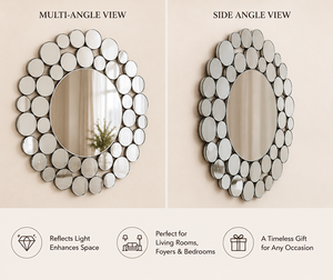 <b>Round</b> <b>Wall</b> <b>Mirror</b> Pebble Design Decorative <b>Mirror</b> for Bathroom Bedroom Living Room Modern | Stylish <b>Wall</b> Mounted Home 32 Inches - Product Image 3