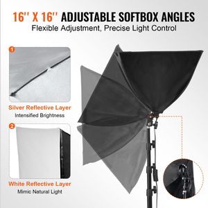 Kit di Illuminazione Professionale con Softbox 16'' X 16'', Lampade LED 45W, Temperatura di Colore Regolabile 3000-6500K, con Treppiede - Product Image 4