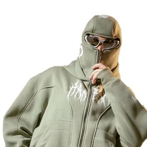 2026 Sweat à capuche d'hiver en coton pour homme, style balaclava, zippé intégral, coupe oversize, personnalisable, vierge pour impression, vente en gros - Product Image 4