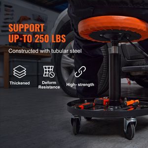 Taburete Neumático Rodante de 250 LBS para Taller, Altura Ajustable de 22-28, Asiento Acolchado de 22 para Garaje/Taller, Reparación de Automóviles, Mecánica - Product Image 5