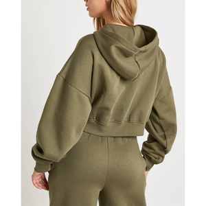 Ensemble de sweats à capuche zippés coupe ample pour femme avec impression 3D en relief, en molleton bouclette, style streetwear, veste à manches longues, OEM/ODM, vente en gros - Product Image 5