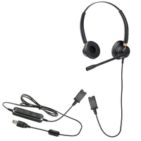 Headset USB Berkabel dengan Peredam Kebisingan untuk Call Center, Dilengkapi Tombol Mute dan Kontrol Volume untuk Panggilan