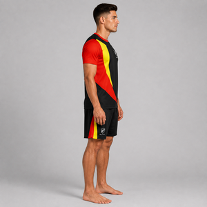 Conjunto de Uniforme de Fútbol Unisex BIN FATEH, Negro, Rojo y Amarillo, Impresión Digital, Poliéster Transpirable, Talla Adulto, Precio al por Mayor, Marca Personalizada - Product Image 4