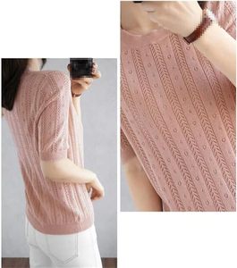 Camiseta Casual de Mujer con Cuello Redondo y Manga Corta, Tejido de Punto de Alta Calidad Anti-Pilling, Logotipo Personalizado, Ropa de Verano 2026 - Product Image 3