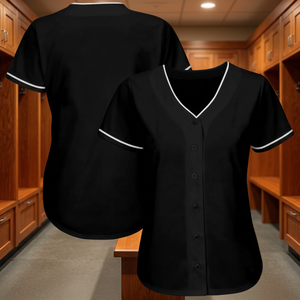 Custom LOGO High Quality Direct Injection Heat-Transfer Printing 3D Pattern Plus Size Baseball Jersey Blank Black <b>Button</b> Set - Product Image 3