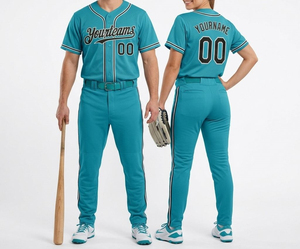 Ensembles d'uniformes de baseball pour hommes adultes, col en V, imprimés par sublimation, haute qualité, respirants, séchage rapide, évacuation de l'humidité, couleur personnalisée, 100% coton - Product Image 1