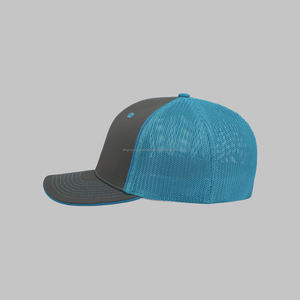 Venta al por mayor de alta calidad ala curva impresión Digital aplique parche malla difusa 5 paneles gorra de terciopelo gorra de camionero - Product Image 3
