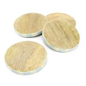 Juego de 4 posavasos redondos clásicos de madera con patas de espuma para mesas que no rayan - Product Image 3