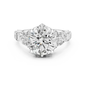 Bague de fiançailles en diamant de laboratoire rond de 2,5 carats, or massif 18 carats, style vintage orné, certifiée IGI, VVS E-F - Product Image 3