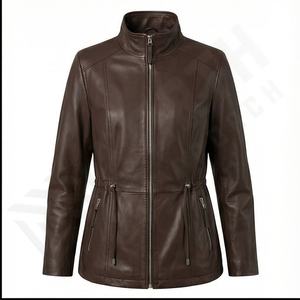 Nueva moda mujer niñas chaqueta de cuero primavera otoño manga larga Casual Slim Color sólido cremallera chaqueta Casual para la venta personalizada - Product Image 2