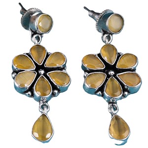 Dernières Nouveautés : Boucles d'Oreilles Pendante Bohèmes en Argent Oxydé et Quartz Multi-Pierres pour Femme – Idéales pour les Fiançailles |   Fabricant pour commandes en gros - Product Image 6