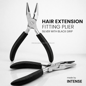 Pinzas Profesionales para Extensiones de Cabello con Micro Anillos, Color Plata y Negro, Herramienta de Salón para Fijar Cuentas - Product Image 1