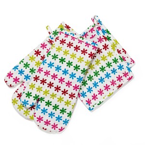 Gants de cuisine et maniques en coton 100% tissé, style moderne, résistants à la chaleur, imperméables, lavables au lave-vaisselle, imprimés numériquement, pour la cuisine - Product Image 1