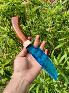 Cuchillo de Obsidiana con Punta de Flecha de Cristal Azul Agua, Mango de Madera Tallado, Personalizado, Hecho a Mano, Arte Coleccionable, Decoración de Cristal - Product Image 5