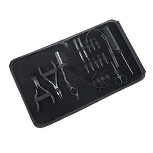 Kit d'installation d'extensions capillaires : Pince à micro-anneaux, Outil de tirage à boucle, Pince de retrait, Rasoir, Aiguilles courbées, Peigne, Pince bec de canard - Product Image 1