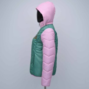 Premium Quality Custom Manufacture <b>Jacket</b> Women's Winter Hooded Full Sleeve Zipper Front Embroidered Logo Green <b>Pink</b> Outerwear - Product Image 2