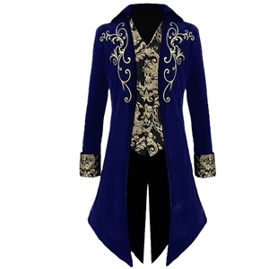 Disfraz de Halloween Medieval Steampunk Assassin Elves Pirate para hombre adulto, Chaqueta larga Vintage negra con abertura, armadura gótica, abrigos de cuero - Product Image 1