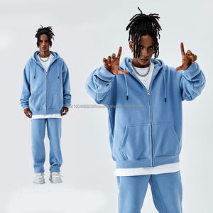 Nouveau concepteur unisexe 100% coton Zip sweats à capuche lourds goutte épaule bouffée impression brodé personnalisé surdimensionné pour hommes hiver - Product Image 3