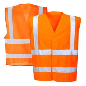 High Visibility Polyester Reflective Safety Vest Heavy Duty High-visibility Orange <b>Construction</b> Road <b>Work</b> Vest - Product Image 1