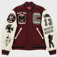 Veste universitaire d'hiver pour homme de haute qualité en chenille brodée, fabrication professionnelle, logo personnalisé sur le devant, écologique et respirante