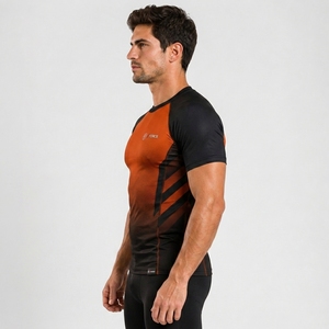 Heat Transfer Printing Short Sleeve <b>Mens</b> Quick Dry Underwear <b>Compression</b> Rush Guard for Workout 2026 Custom Sports Gym OEM - Product Image 3