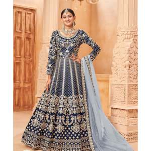 Vestido de diseñador Anarkali con parte inferior y Dupatta para fiestas nocturnas y ocasiones especiales - Product Image 4