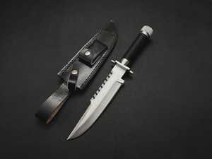 Cuchillo de Comando con Hoja de Punta Caída, Borde Dentado de Acero Inoxidable, Mango de Goma, Grado Industrial, Grosor de 0.6mm - Product Image 4