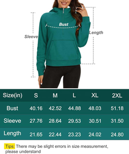 <b>Women</b> Half <b>Zip</b> Hoodie Premium Quality Soft Fleece Fabric Long Sleeve Casual Streetwear Fashion Pullover For Everyday Wear - Product Image 2