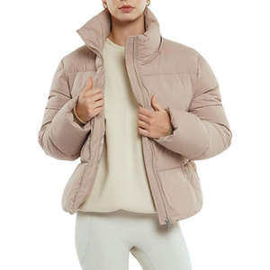 Women's <b>Cropped</b> <b>Puffer</b> <b>Jackets</b> Warm Winter <b>Jacket</b> with Removable Hood Zipped Pockets Short Ladies Quilted Coat Insulated Cold - Product Image 4