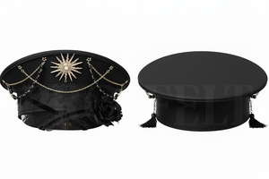 Customized Decorative Genuine Leather Peak <b>Cap</b> with Chain Flower Design Fashion <b>Hat</b> for Women Custom Embroidered Headwear <b>Caps</b> - Product Image 2
