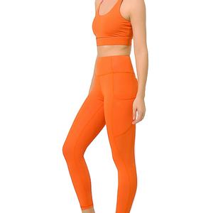 Conjunto de Yoga para Mujer, Nuevo Diseño, Secado Rápido, Impermeable, Cintura Alta, Shorts Deportivos, 2 Piezas, Sensación de Desnudez, Cómodo, Nailon - Product Image 1
