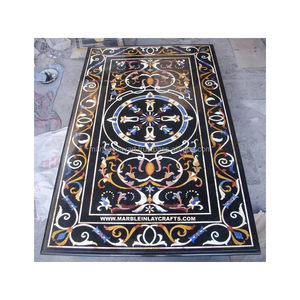 Black Marble <b>Table</b> Tops With Pietra Dura Premium White Marble <b>Table</b> Top for Dining Coffee Center <b>Side</b> <b>Table</b> | Polished Natural - Product Image 1