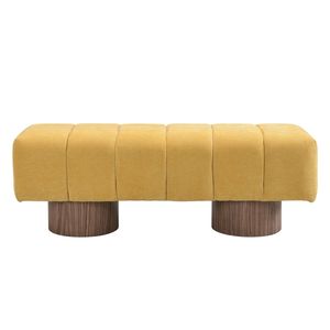 Panca imbottita in ciniglia gialla per sala da pranzo, nessun montaggio richiesto, panca ottomana per ingresso, camera da letto, arredamento per interni - Product Image 4