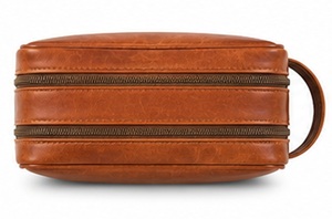 Bolsa de Viaje Gravs LT-08D Premium de Cuero Genuino Ecológico, Duradera, Estilo Vintage, Gran Capacidad, Cierre de Doble Cremallera, Suave, para Cosméticos - Product Image 4