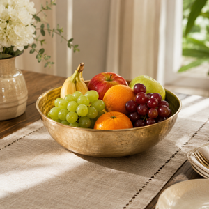 Bol à fruits en laiton fait main, bol de service en métal martelé, centre de table décoratif, décoration intérieure, cadeau de cuisine, vente en gros, OEM, en vrac - Product Image 3