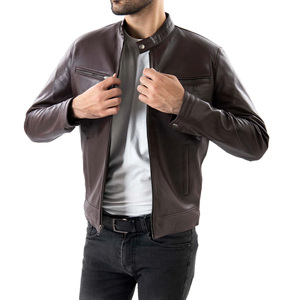 Servicio OEM, Chaqueta de Invierno para Hombre con Logotipo Personalizado, Chaqueta de Cuero Estándar con Cuello Alto, Impermeable, Resistente al Viento, Chaqueta de Motociclista con Logotipo Frontal, Abrigo Cálido - Product Image 1