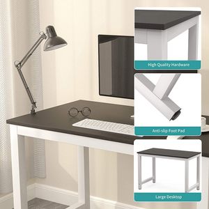 Mecor 43-Inch Large MDF Black 'YS' Computer Desk for Office or Home Study Work Station <b>PC</b> & Laptop <b>Table</b> Furniture - Product Image 4