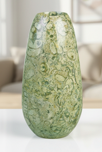 Jarrón de Piedra Fossilizada Hecho a Mano - Florero de Mármol Pulido Natural con Incrustaciones de Conchas Antiguas para Decoración de Hogar de Lujo - Product Image 3