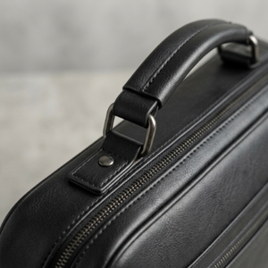 Porte-documents en cuir véritable pour homme, sac rigide noir avec fermeture à glissière, style classique pour usage professionnel - Product Image 4