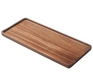 Plateau de service rectangulaire en bois, design minimaliste solide, fait main, poli, pour hôtel et restaurant - Product Image 4