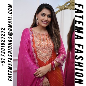 Costume Badhani Salwar Kameez de haute qualité avec broderie séquence travail vêtements pakistanais costume de mariage - Product Image 2