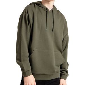 Sweat à capuche oversize vert olive pour homme, en molleton décontracté, à manches longues, avec poche kangourou, style streetwear - Product Image 1